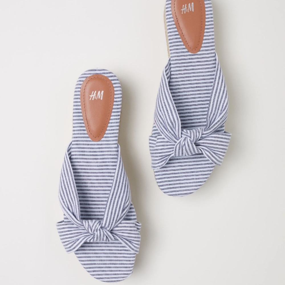 H&M Fabric stripe platform crossover knot sandals